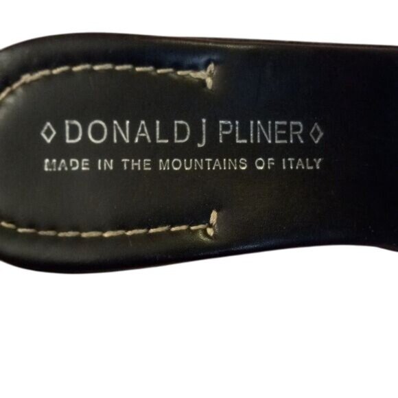 Donald J Pliner 9 M Womens Wedge Sandals Black Leather Suede Slide Buckle Italy - Picture 8 of 11